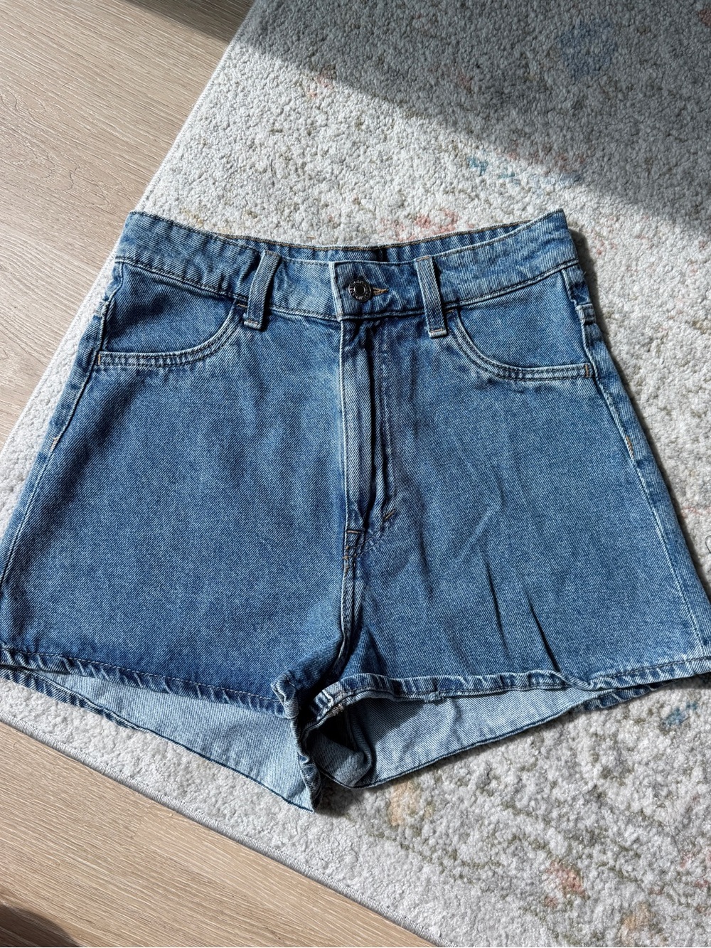H&M Blue High-Rise Denim Shorts